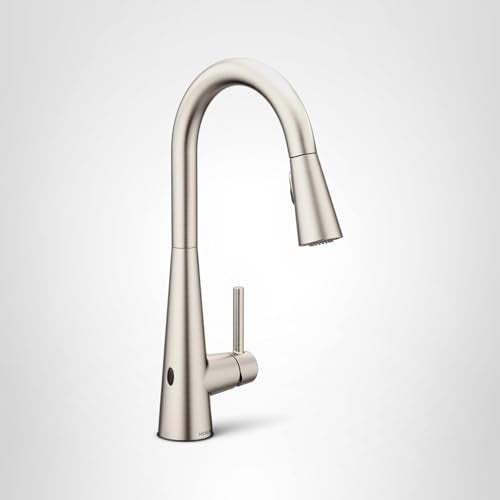Moen Sleek Spot Resist Stainless Motionsense Wave Sensor Touchless One-Handle High Arc Pulldown Modern Kitchen Faucet Featuring Power Clean, 7864EWSRS