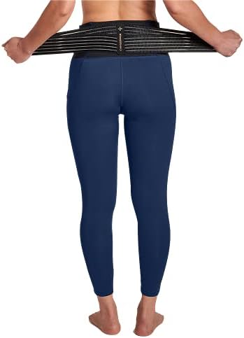 Tommie Copper Women’s Pro-Grade Lower Back Support Compression Leggings Capris with Pocket & Adjustable Straps
