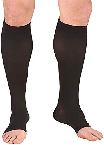 Truform Surgical Stockings, 18 mmHg Compression for Men and Women, Knee High Length, Open Toe, Black, 3X-Large