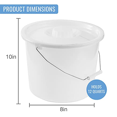 DMI Bedside Commode Replacement Bucket with Lid & Handle, Easy to Clean, Durable or Sturdy, Holds up to 12 Quarts, Universal Pail Chair