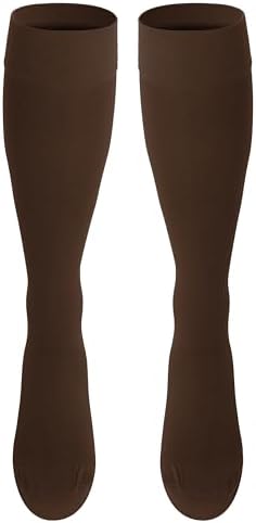 NuVein Medical Compression Stockings, 20-30 mmHg Support for Women & Men, Knee Length, Closed Toe, Brown, X-Large