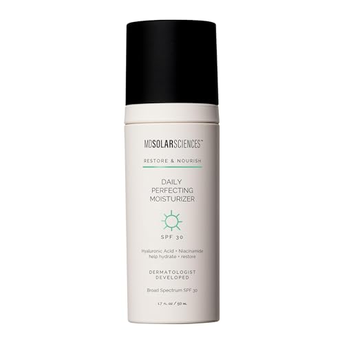 MDSolarSciences Daily Perfecting Moisturizer SPF 30 | Lightweight Face Moisturizer Sunscreen with Hyaluronic Acid, Niacinamide & Vitamin C | Hydrating, Brightening, Synthetic Fragrance-Free | 1.7 oz