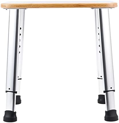 Bathroom Shower Bench Bath Stool Bathtub Seat Spa Chair Foot Rest Step, Height Adjustable Lightweight Waterproof and Rustproof, Bamboo