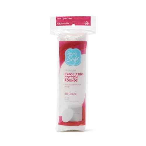 Simply Soft Hypoallergenic Exfoliating Dual Textured Cotton Rounds Pads, 80 Count (Pack of 6)