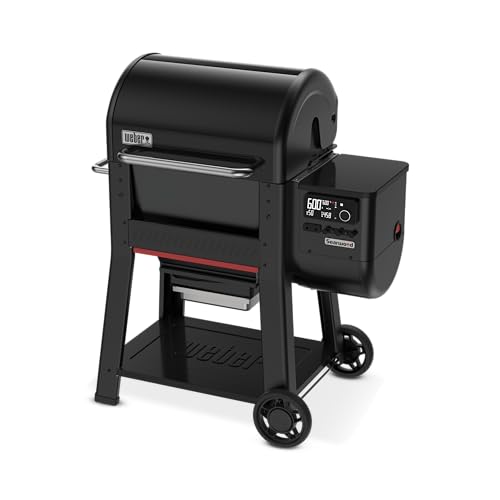 Weber Searwood™ 600 Wood Pellet Smoker Grill – Wi‑Fi & Bluetooth‑Enabled Outdoor Grill for Smoking, Searing, Rapid React PID & Cooking up to 600°F, Black