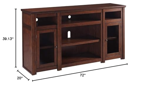 Signature Design by Ashley Harpan Traditional TV Stand Fits TVs up to 70", 3 Adjustable Shelves, 2 Storage Cabinets, Brown