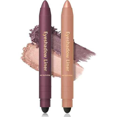Shadow Liner 2-in-1 Eyeliner Eyeshadow, Inelaborate Eye Shadow, Shadow Liner Duo Plum, 2-in-1 Eye Makeup Eyeliner + Eyeshadow Waterproof, Smooth and Easy to Color(2PCS)