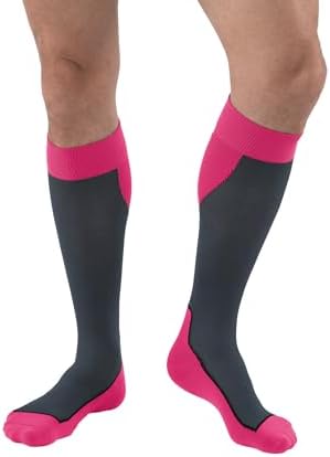 JOBST Sport Knee High 20-30 mmHg Compression Socks, Pink/Grey, Medium