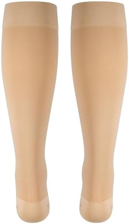 NuVein Medical Compression Stockings, 20-30 mmHg Support for Women & Men, Knee Length, Closed Toe, Beige, Large