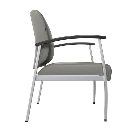 Bush Business Furniture Arrive Waiting Room Loveseat with Arms in Light Gray Vinyl, Reception Area Seating for Office and Lobby