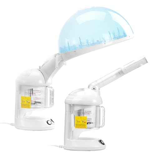 VEVOR Hair Steamer, 2 in 1 UV Ozone Hair & Facial Steamer with Detachable Bonnet Hood, Nano Ionic Face Steamer with 360¡Æ Rotatable Sprayer for Deep Conditioning, Perfect for Salon Spa Home Beauty