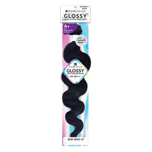 Shake N Go Virgin Remy Hair Weave Glossy Body Wave 22" (Color : Natural Black)