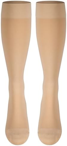 NuVein Medical Compression Stockings, 20-30 mmHg Support for Women & Men, Knee Length, Closed Toe, Beige, Large
