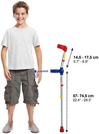 PEPE Mobility - Forearm Crutches for Kids (x2 Units), Colored, Adjustable, Pediatric Girls and Boys - Made in Europe