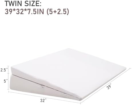 SUNYRISY Adjustable Wide Size Bed Wedge Pillow, Wedge Mattress Topper with Washable Cover, Mattress Wedge Lifter, Inclined Mattress Elevator for Acid Reflux, Neck & Back Pain, Anti-snoring, Twin