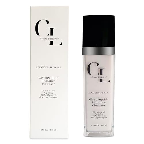 C?leste Lumi?re¢ç GlycoPeptide Radiance Cleanser - Daily Hydrating Exfoliating Face Wash with Anti-aging Peptides, Glycolic Acid, AHAs, Vitamin C & E - Luxury Skincare Gift for Her 4.73 fl oz/140 ml