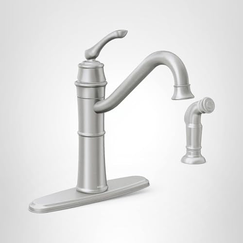 Moen Wetherly Spot Resist Stainless High-Arc Kitchen Faucet with Side Spray, 87999SRS