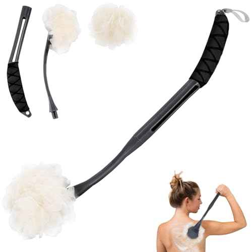 Loofah on a Stick, 20.5¡± Shower Sponge Loofah Back Scrubber, Exfoliation and Improved Skin Health, Back Loofah for Shower for Men Women