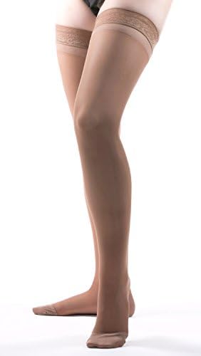 Allegro 15-20 mmHg Essential 4 Sheer Compression Hose - Comfortable, Thigh High, Closed Toe Support Stockings for Women