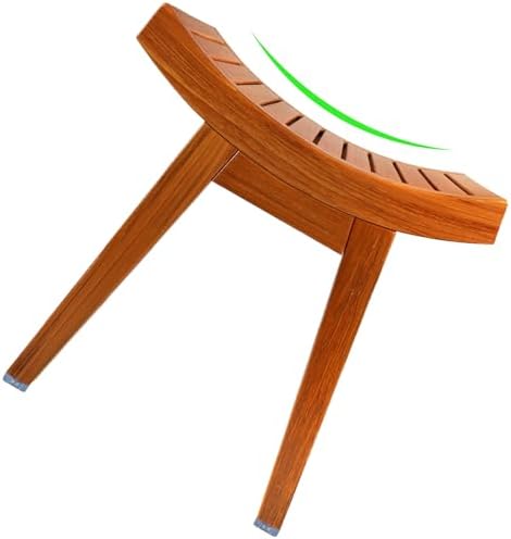 URFORESTIC Teak Shower Bench Teak Shower Stool Curved Seat,Wooden Stool for Bathroom