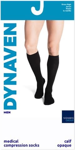 SIGVARIS Men’s DYNAVEN Closed Toe Calf-High Socks 30-40mmHg - Small Long - Light Beige