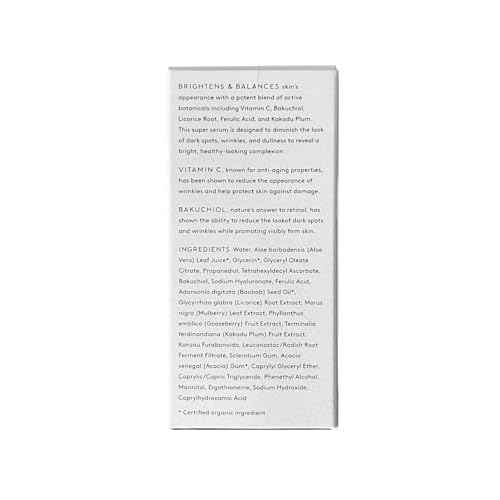 Naked & Thriving Illuminate BC+ Face Serum | Hyaluronic Acid, Vitamin C, Bakuchiol | Organic, Vegan, & Naturally-Derived Skin Care | For Mature Skin, Visible Spots and Wrinkles (1.0 fl oz/30 mL)