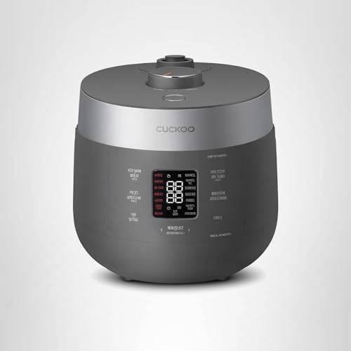 CUCKOO Twin Pressure Rice Cooker 10-Cup Uncooked / 20-Cup Cooked with Nonstick Inner Pot, Large Rice Maker & Warmer with 16 Menu Options, Open Cooking Mode, Voice Guide, Gray (CRP-ST1009FG)