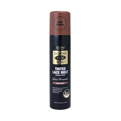 EBIN NEW YORK Tinted Lace Spray - 10X Quick Dry, Water Resistant, No Residue, Even Application, Skin Tone Matching, Natural Look - 3.38oz/ 100ml - Dark Brown