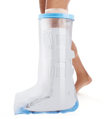 Waterproof Extra Wide Leg Cast Cover for Shower Adult, Reusable Extra Large Leg Shower Casts Cover with Non-Slip Bottom for Adults Large Casts Surgery Shower Boots