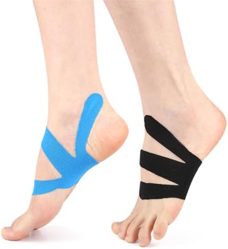 Precut Kinesiology Tape, Waterproof Breathable Foot Plantar Fasciitis Pain Relief Athletic Tapes, Hypoallergenic Elastic Sports Joints Muscle Tape for Feet Arch Heel Ankle Carpal Tunnel (20 PCS)