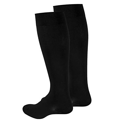 Truform 20-30 mmHg Compression MicroFiber Stockings for Men and Women, Knee High Length, Closed Toe, Black, Medium