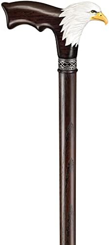 Asterom Hand-Painted Wooden Carved Walking Cane for Men - Bald Eagle - Unique Wood Cane Stylish Walking Stick