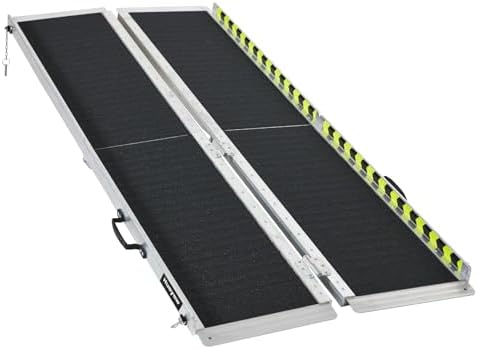 Wheelchair Ramp 6FT, Anti-Slip Aluminum Folding Handicap Portable Ramp, Wheelchair Ramps for Home Steps, Stairs, Doorways, Scooter Ramp