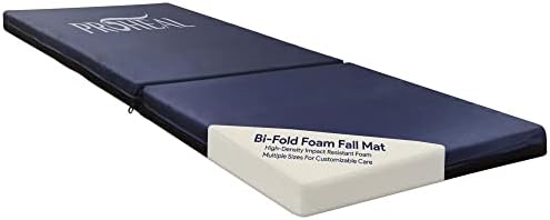 Foam Fall Mat for Elderly - Thick Bi-Fold Fall Prevention for Seniors - High-Density Impact-Resistant Safety Floor Mat - Aids The Bed of Elderly and Handicapped Patients - 24â x 60â x 4â