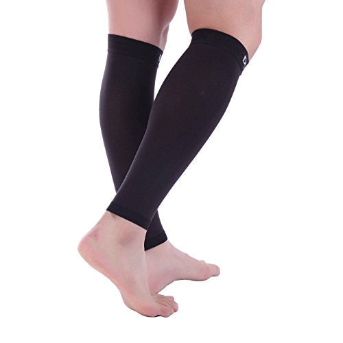 Doc Miller - Compression Calf Sleeve for Petite Men & Women, Medical Grade, 20-30mmHg Graduated Support for Running, Calf Tear, Shin Splints, Knee High, Black Calf Sleeves, Large Size, 1 Pair, Petite