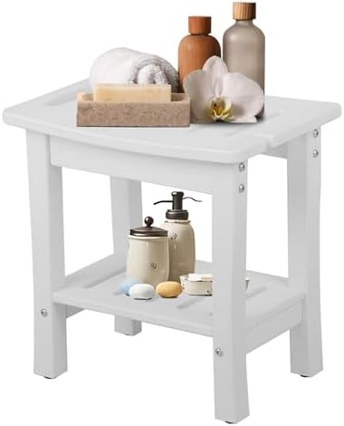 HDPE Waterproof Shower Bench,Shower Seats for Adults Shaving Legs,Shower Stool for Inside Shower 300 Lbs Capacity White