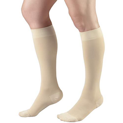 Truform 20-30 mmHg Medical Compression Stockings, Aloe Infused Microfiber, Knee High, Closed Toe, Beige, X-Large