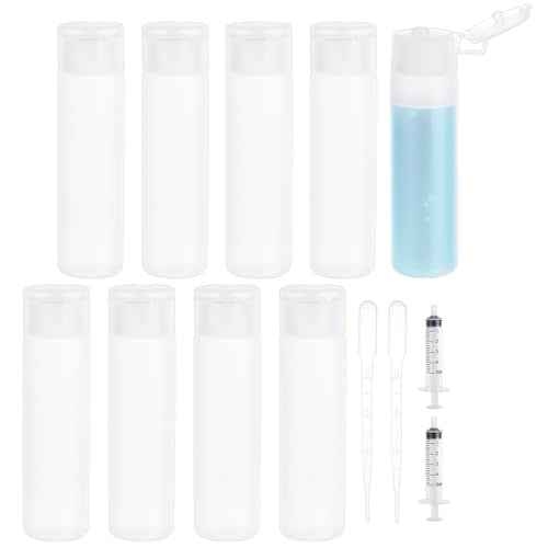BENECREAT 10 Pack 18ml 0.6oz Small Travel Squeeze Bottles Refillable Makeup Foundation Container Travel Essentials Sample Bottles for Toiletries, Shampoo Toner Cosmetic