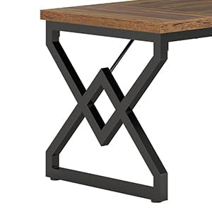 Tribesigns 63-inch Executive Desk, Large Office Computer Desk with Extra Thick Wooden Tabletop and Metal Frame, Modern Simple Workstation Writing Table Study Desk for Home Office, Vintage Brown