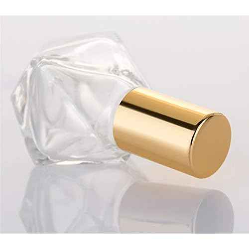 5ml(1/6oz) Shaped Glass Roller Bottle For Essential Oils,Mini Glass Bottles With Stainless Steel Roller Balls,Gold Aluminum Caps Portable Roll-On Vial Aromatherapy Perfume Container-Pack of 6