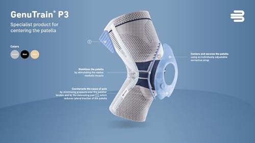 Bauerfeind - GenuTrain P3 - Patella Knee Support - For Misalignment of the Kneecap - Left Knee - Size 3 - Color Black