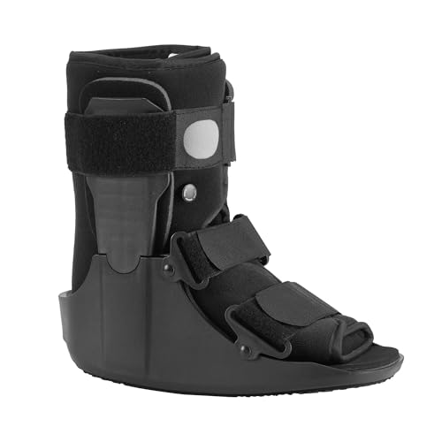 Short Walking Boot, Air CAM Fracture Boot Protection Walker with Plastic Molded Uprights Support for Sprained Ankle Injured Broken Foot Recovery Fits Left or Right Foot Large