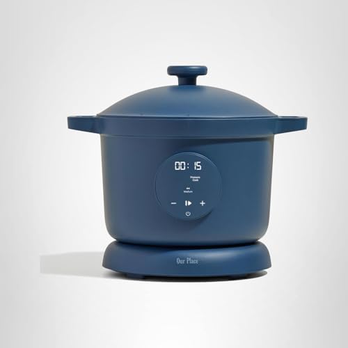 Our Place Dream Cooker | 6 Qt Ceramic Nonstick Multicooker & Pressure Cooker with Touchscreen Controls & Auto Steam Release | 4 Modes: Pressure Cook, Sauté/Sear, Slow Cook & Warm | Blue Salt