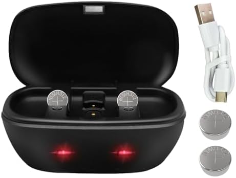 Wokyo Rechargeable 312 Hearing Aid Batteries and 312 Battery Charger Hearing Aid Charger Travel Case for 312 Hearing Aid Amplifiers Battery Charger with 4 Pack 312 Rechargeable Batteries