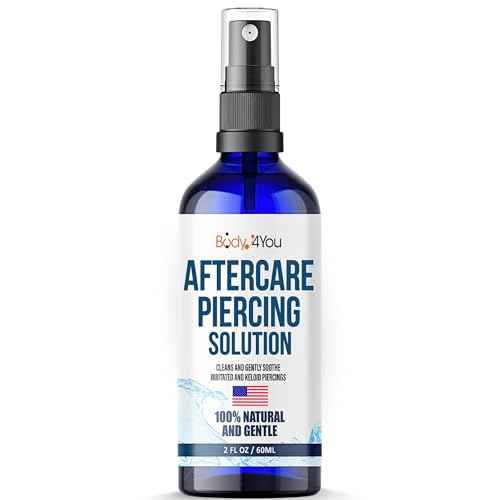 BodyJ4You Piercing Aftercare Spray - Saline Solution Natural Keloid Bump Removal - Ear Piercing Cleaner Nose Septum Belly Button Cartilage - Sea Salt Aloe Vera Rosemary - Fine Mist 2 Fl Oz