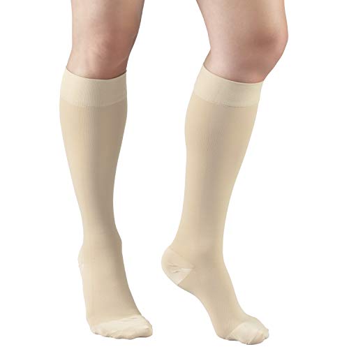 Truform 20-30 mmHg Medical Compression Stockings, Aloe Infused Microfiber, Knee High, Closed Toe, Beige, 3X-Large