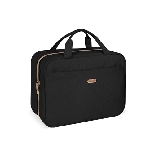 Black Toiletry Bag, Makeup Organizer, Travel Bag For Women Mens Toiletries, Waterproof with Hanging Hook, Large Capacity