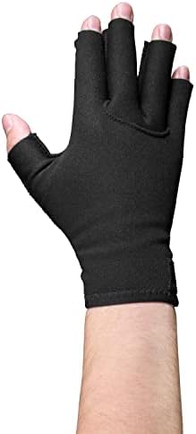 OTC Resting Splint Glove, 5 Finger Semi-Rigid Splints, Open Tips, Black, Right Hand, Small