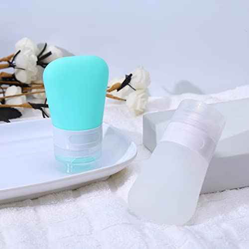 2 Pcs Silicone Travel Bottles,1.3oz Leak Proof Refillable Squeeze Containers with Transparent Carry Bag,Small Empty Travel Size Bottles for Shampoo,Conditioner,Lotion,Toiletries