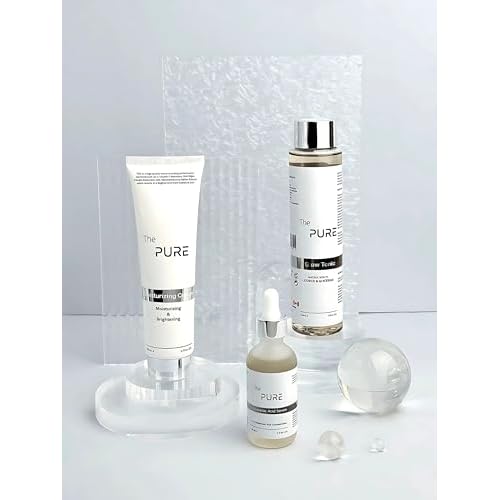 The Pure Skincare Set, Moisturizing Cream, Glow Tonic and Hyaluronic Acid Serum, Hydrating & Brightening Face Care Kit for Anti Aging, Wrinkles, Dark Spots & Radiant Skin